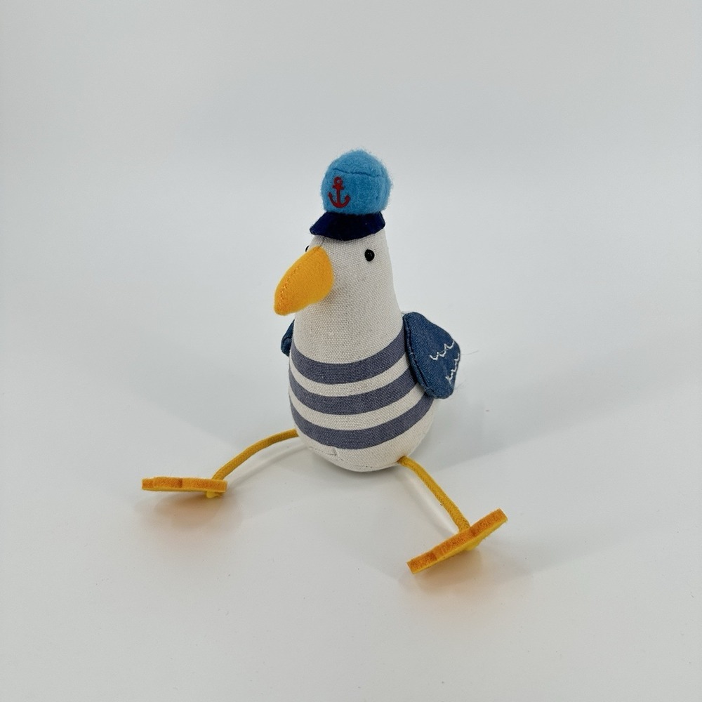 Target Seagull Shelf Sitter Plush Coastal Dressed Sailor 8" Blue Canvas Decor